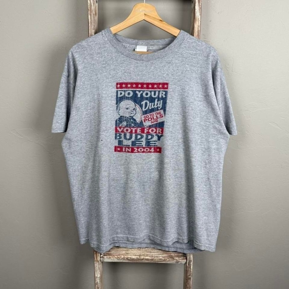 Vintage 90s Lee Vote for Buddy Gray T Shirt size Med